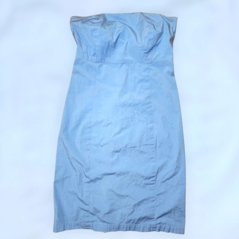 Gap Strapless Blue Cotton Midi Dress Size 6